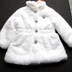 JUICY COUTURE KIDS Toddler Girls White Faux Fur Coat Jacket Size 6